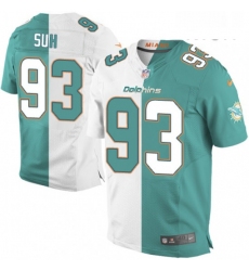 Mens Nike Miami Dolphins 93 Ndamukong Suh Elite Aqua GreenWhite Split Fashion NFL Jersey
