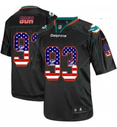 Mens Nike Miami Dolphins 93 Ndamukong Suh Elite Black USA Flag Fashion NFL Jersey