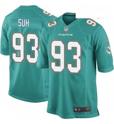 Mens Nike Miami Dolphins 93 Ndamukong Suh Game Aqua Green Team Color NFL Jersey
