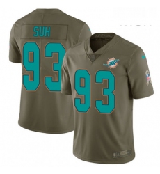 Mens Nike Miami Dolphins 93 Ndamukong Suh Limited Olive 2017 Salute to Service NFL Jersey