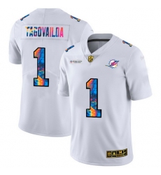 Miami Dolphins 1 Tua Tagovailoa Men White Nike Multi Color 2020 NFL Crucial Catch Limited NFL Jersey