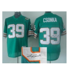 Miami Dolphins 39 Csonka Green Throwback M&N Signed NFL Jerseys