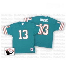 Mitchell and Ness Miami Dolphins 13 Dan Marino Aqua Green Team Color Authentic Throwback NFL Jersey
