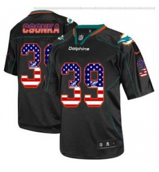 New Miami Dolphins #39 Larry Csonka Black Men' Stitched NFL Elite USA Flag Fashion Jersey