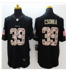 New Miami Dolphins #39 Larry Csonka Black Men Stitched NFL Limited Salute to Service Jersey