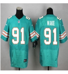 New Miami Dolphins #91 Cameron Wake Aqua Green Alternate Mens Stitched NFL Elite Jersey