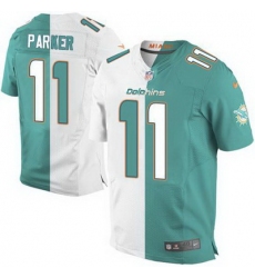 Nike Dolphins #11 DeVante Parker Aqua Green White Mens Stitched NFL Elite Split Jersey