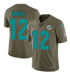 Nike Dolphins #12 Bob Griese Olive Mens Stitched NFL Limited 2017 Salute to Service Jersey