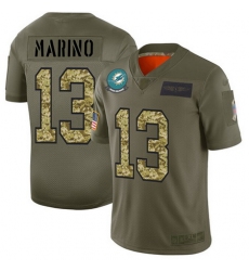 Nike Dolphins 13 Dan Marino Olive Camo Men Stitched Football Limited 2019 Salute To Service Jersey