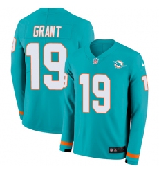 Nike Dolphins 19 Jakeem Grant Aqua Green Team Color Men s Stitched NFL Limited Therma Long Sleeve Jersey