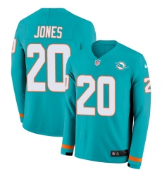 Nike Dolphins 20 Reshad Jones Aqua Green Team Color Men s Stitched NFL Limited Therma Long Sleeve Jersey