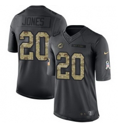 Nike Dolphins #20 Reshad Jones Black Mens Stitched NFL Limited 2016 Salute to Service Jersey