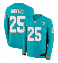 Nike Dolphins 25 Xavien Howard Aqua Green Team Color Men s Stitched NFL Limited Therma Long Sleeve Jersey