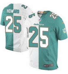 Nike Dolphins #25 Xavien Howard Aqua Green White Mens Stitched NFL Elite Split Jersey