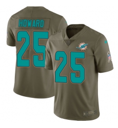 Nike Dolphins #25 Xavien Howard Olive Mens Stitched NFL Limited 2017 Salute to Service Jersey