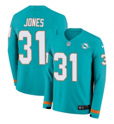 Nike Dolphins 31 Byron Jones Aqua Green Team Color Men Stitched NFL Limited Therma Long Sleeve Jersey