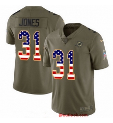 Nike Dolphins 31 Byron Jones Olive USA Flag Men Stitched NFL Limited 2017 Salute To Service Jersey