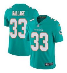 Nike Dolphins #33 Kalen Ballage Aqua Green Team Color Mens Stitched NFL Vapor Untouchable Limited Jersey