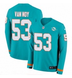 Nike Dolphins 53 Kyle Van Noy Aqua Green Team Color Men Stitched NFL Limited Therma Long Sleeve Jersey