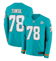 Nike Dolphins 78 Laremy Tunsil Aqua Green Team Color Men s Stitched NFL Limited Therma Long Sleeve Jersey