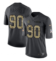 Nike Dolphins #90 Charles Harris Black Mens Stitched NFL Limited 2016 Salute to Service Jersey