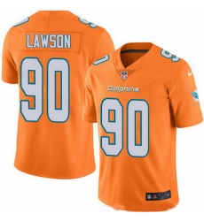 Nike Dolphins 90 Shaq Lawson Orange Men Stitched NFL Limited Rush Jersey