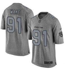 Nike Dolphins #91 Cameron Wake Gray Mens Stitched NFL Limited Gridiron Gray Jersey