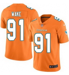 Nike Dolphins #91 Cameron Wake Orange Mens Stitched NFL Limited Rush Jersey
