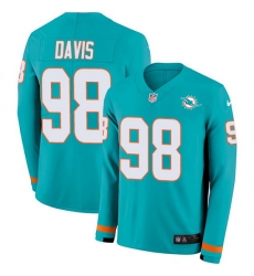 Nike Dolphins 98 Raekwon Davis Aqua Green Team Color Men Stitched NFL Limited Therma Long Sleeve Jersey