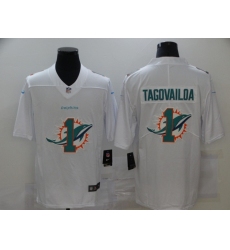 Nike Miami Dolphins 1 Tua Tagovailoa White Shadow Logo Limited Jersey