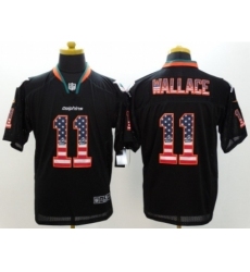 Nike Miami Dolphins 11 Mike Wallace Black Elite USA Flag Fashion NFL Jersey