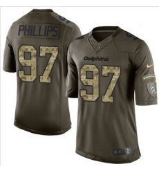 Nike Miami Dolphins #97 Jordan Phillips Green Men 27s Stitched NFL Limited Salute to Service Jersey