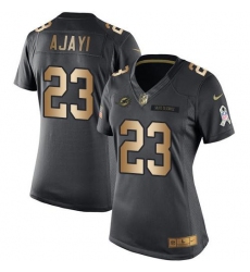 Nike Dolphins #23 Jay Ajayi Black Womens Stitched NFL Limited Gold Salute to Service Jersey