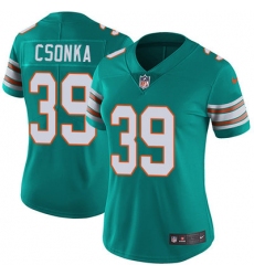 Nike Dolphins #39 Larry Csonka Aqua Green Alternate Womens Stitched NFL Vapor Untouchable Limited Jersey