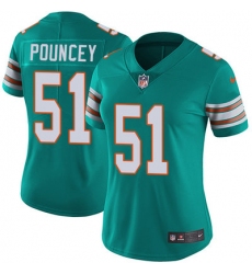 Nike Dolphins #51 Mike Pouncey Aqua Green Alternate Womens Stitched NFL Vapor Untouchable Limited Jersey