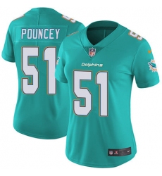 Nike Dolphins #51 Mike Pouncey Aqua Green Team Color Womens Stitched NFL Vapor Untouchable Limited Jersey