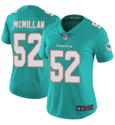 Nike Dolphins #52 Raekwon McMillan Aqua Green Team Color Womens Stitched NFL Vapor Untouchable Limited Jersey