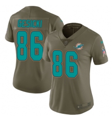 Nike Dolphins #86 Mike Gesicki Olive Womens Stitched NFL Limited 2017 Salute to Service Jersey