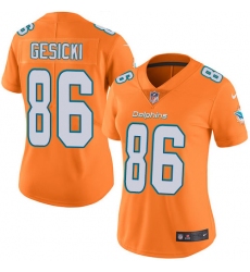 Nike Dolphins #86 Mike Gesicki Orange Womens Stitched NFL Limited Rush Jersey
