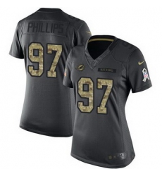 Nike Dolphins #97 Jordan Phillips Black Womens Stitched NFL Limited 2016 Salute to Service Jersey