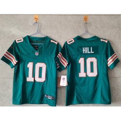 Women Miami Dolphins 10 Tyreek Hill Aqua Alternate F U S E Vapor Untouchable Stitched Jersey 