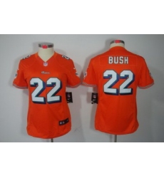 Women Nike Miami Dolphins 22# Reggie Bush Orange Color[NIKE LIMITED Jersey]