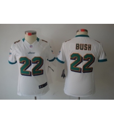 Women Nike Miami Dolphins 22# Reggie Bush White Color[Women Limited Jerseys]