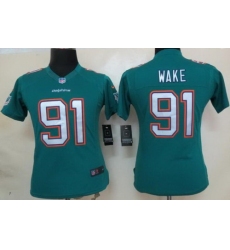 Women Nike Miami Dolphins 91 Cameron Wake Green LIMITED NFL Jerseys 2013 New Style