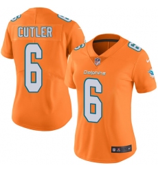Womens Nike Dolphins #6 Jay Cutler Orange  Stitched NFL Limited Rush Jersey