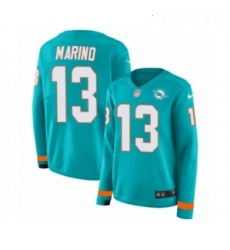 Womens Nike Miami Dolphins 13 Dan Marino Limited Aqua Therma Long Sleeve NFL Jersey