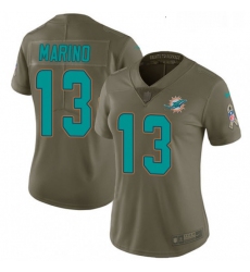 Womens Nike Miami Dolphins 13 Dan Marino Limited Olive 2017 Salute to Service NFL Jersey