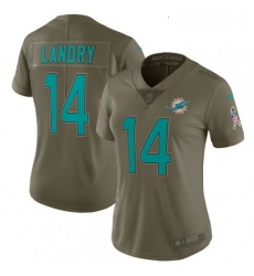 Womens Nike Miami Dolphins 14 Jarvis Landry Limited Olive 2017 Salute to Service NFL Jersey