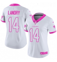 Womens Nike Miami Dolphins 14 Jarvis Landry Limited WhitePink Rush Fashion NFL Jersey
