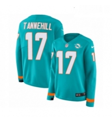Womens Nike Miami Dolphins 17 Ryan Tannehill Limited Aqua Therma Long Sleeve NFL Jersey